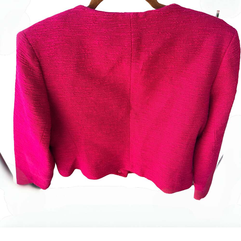 Express Hot Pink Textured Cropped Blazer Jacket Size L - Picture 2 of 7